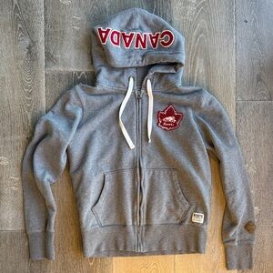 Roots Grey Zip Hoodie with Red Canada Detailing 0446